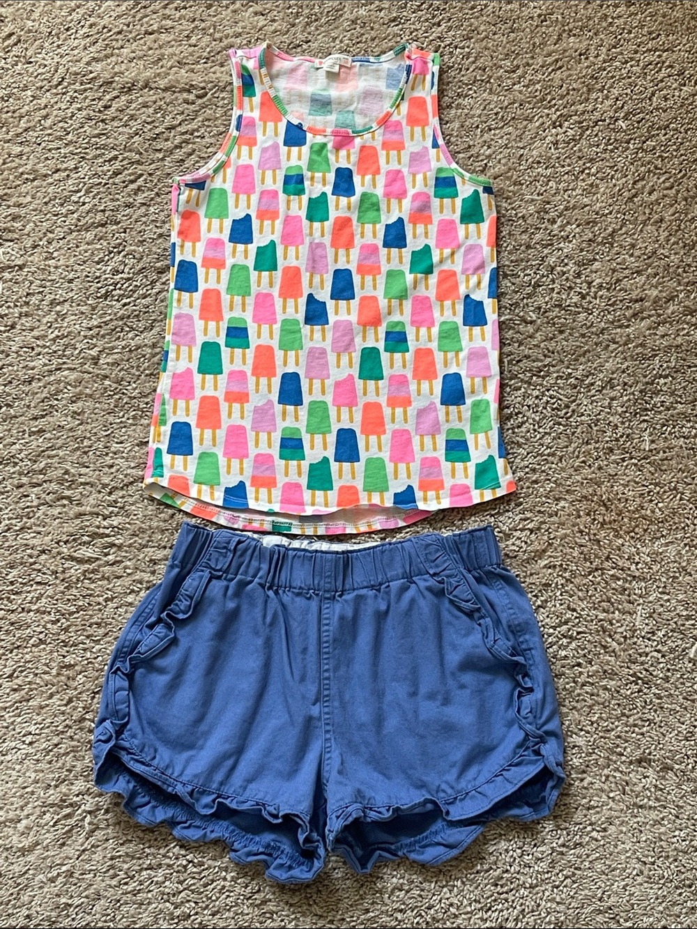 J.Crew Crewcuts girls popsicle print tank top & blue short set, 10